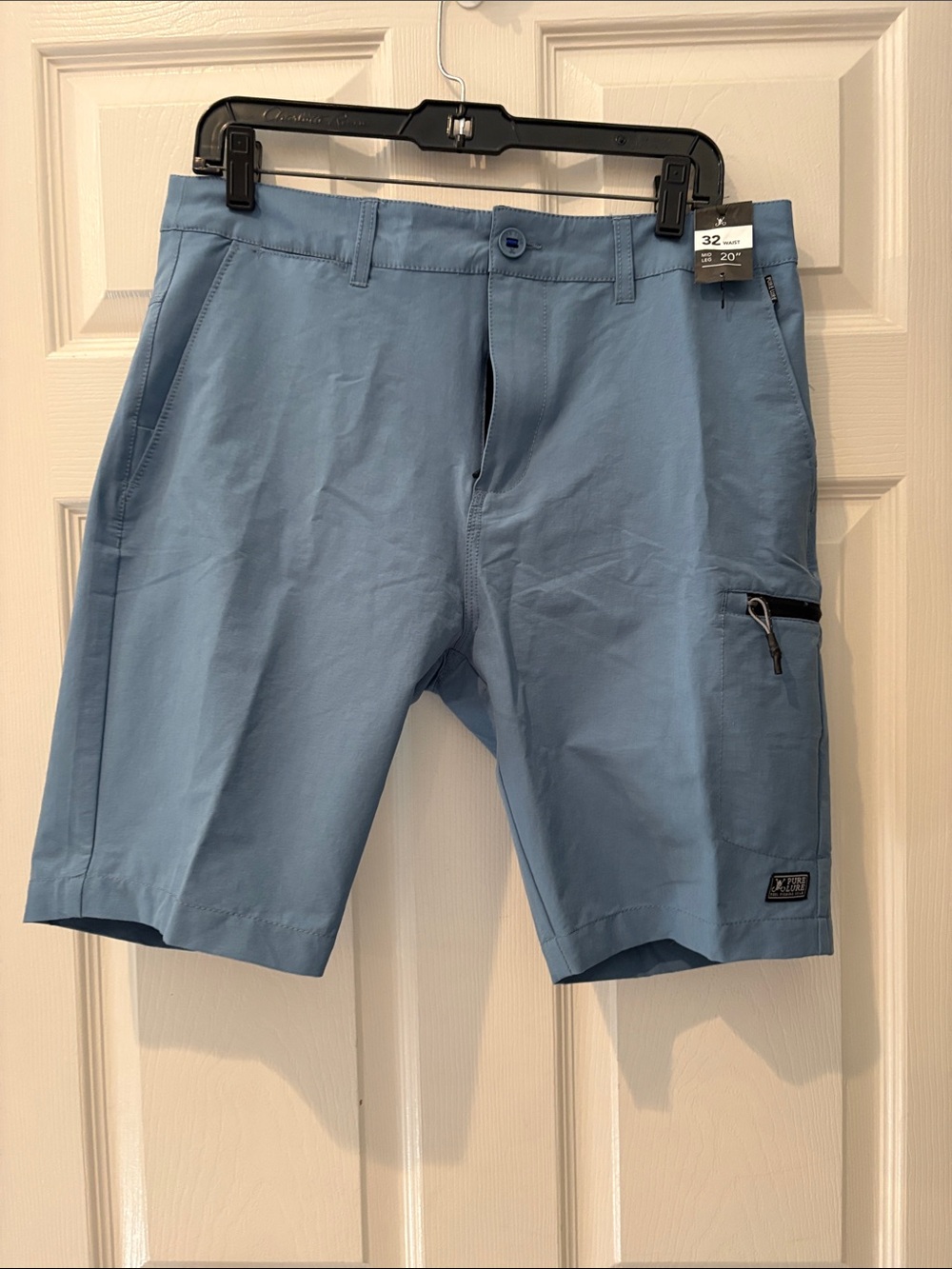 Light Blue Hybrid Cargo Shorts with Zip Pocket